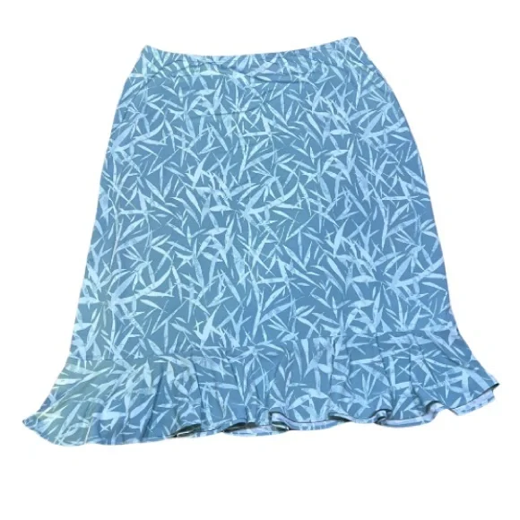 Merona Blue Leaf Print Midi Skirt - Picture 1 of 4